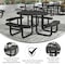 Flash Furniture Round Picnic Table, Black, Metal, 82.5 in L SLF-EMR46-H60L-BK-GG - alternate 3
